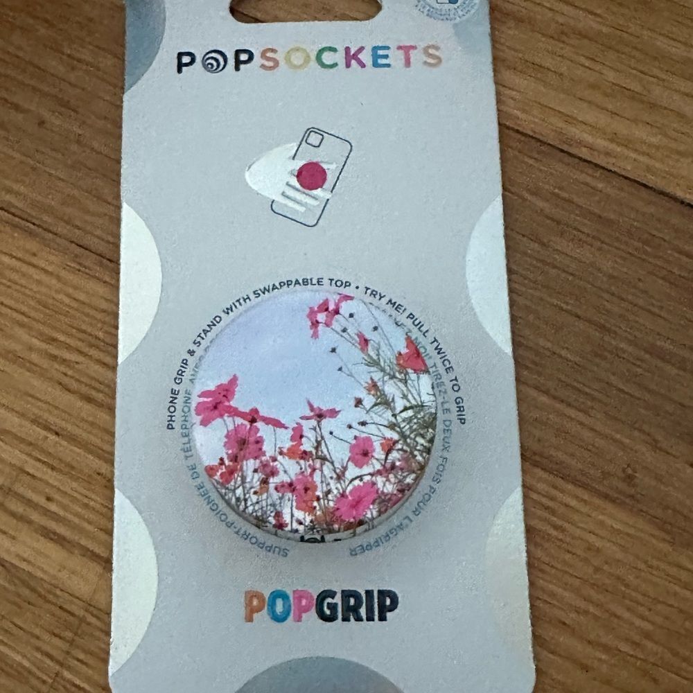 Pop socket iPhone holder grip stand floral pink white